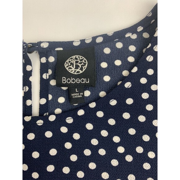 Bobeau Womens Polka Dot Bell Sleeve Blouse Flowy Boho Retro Large Black & White - Picture 6 of 8